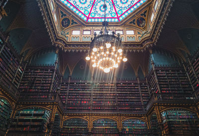 Low angle view of illuminated ceiling