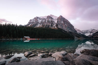 Scenic view of lake against sky