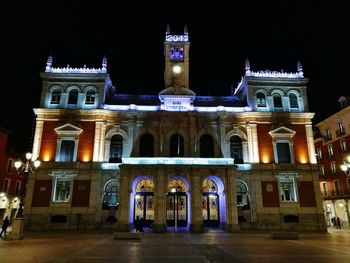 Illuminated building at night