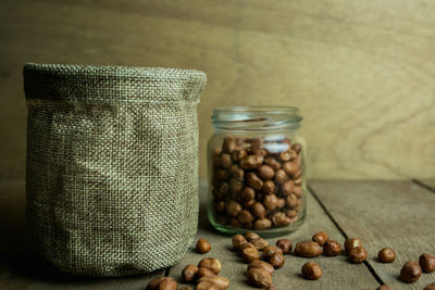 Close-up of peanut on table