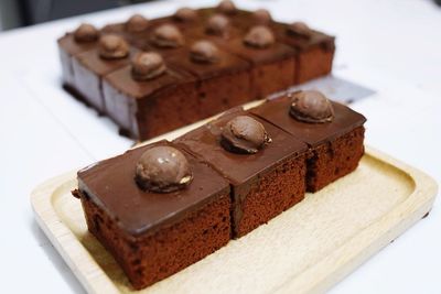 Close-up of chocolate cake on plate