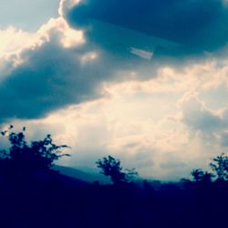 Silhouette of trees against cloudy sky