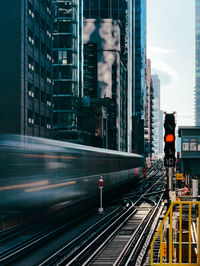 Blurred motion of railroad station