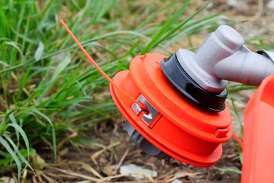 Close-up of toy on field