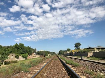 View of railroad tracks against sky