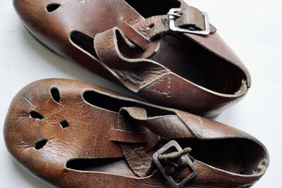 High angle view of shoes on table