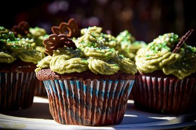 Close-up of cupcakes on table