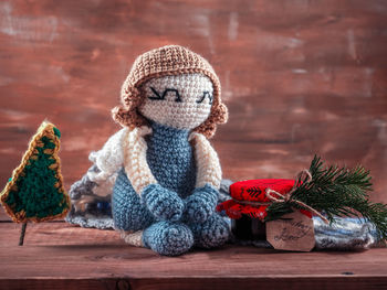 Close-up of christmas decoration on table
