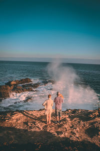 Scenic view of sea against clear sky