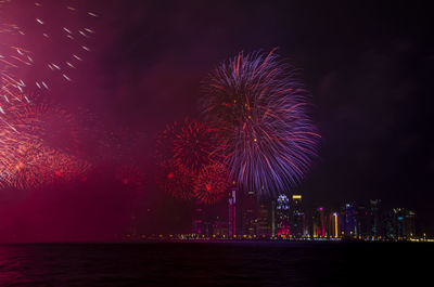 Fireworks in the doha corniche, doha, qatar.