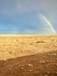 Scenic view of rainbow against sky