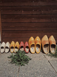 Dutch wooden shoes on floor