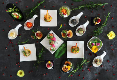 High angle view of food on table