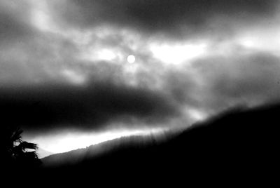 Low angle view of silhouette mountain against sky