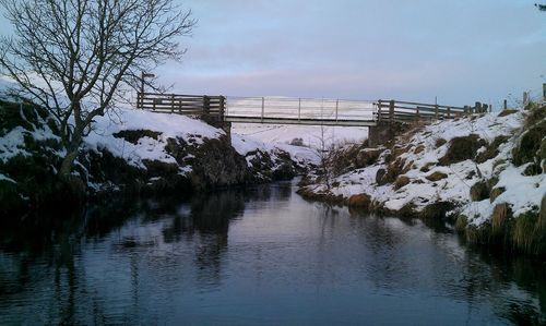 Scenic view of lake against sky