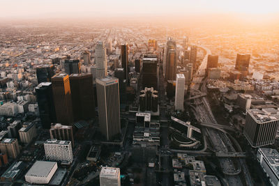 High angle view of buildings in city