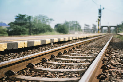 Railroad tracks against sky