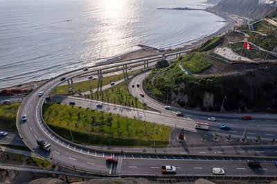 Highway of the costa verde, at the height of the district of miraflores in the city of lima, peru.