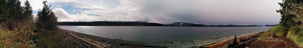 Scenic view of sea against cloudy sky