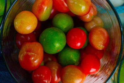 High angle view of fruits in bowl