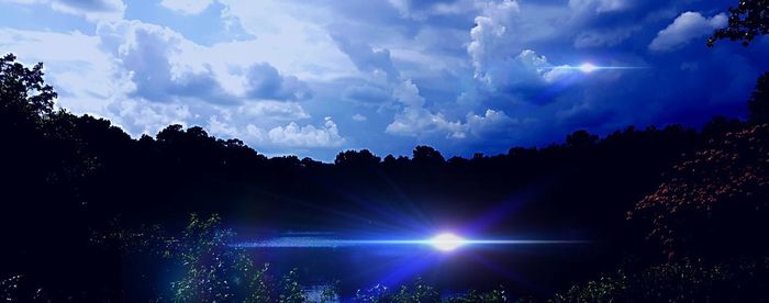 Panoramic view of trees against sky at night