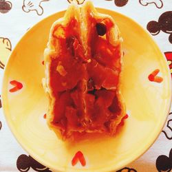 Close-up of dessert in plate on table