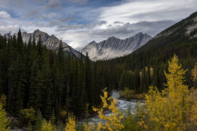 Panoramic view of landscape and mountains against sky