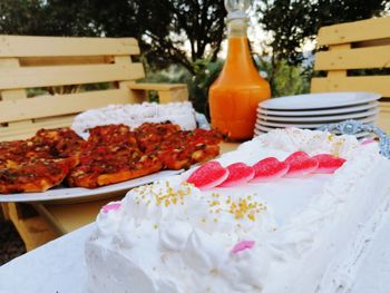 Close-up of cake on table