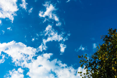 Low angle view of blue sky and clouds