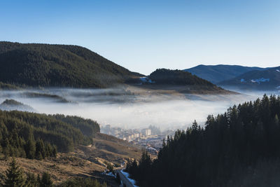 Scenic view of mountains against clear sky