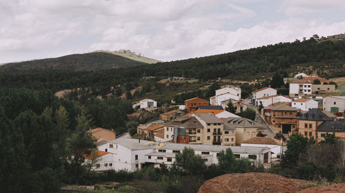 High angle view of townscape against sky