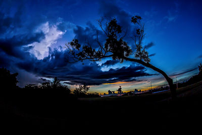 Silhouette trees on field against sky