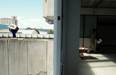 People working on building