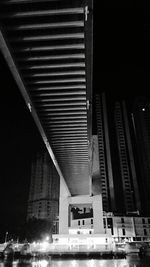 Low angle view of illuminated building at night