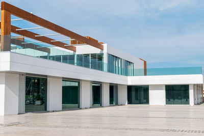 Exterior of modern building against blue sky