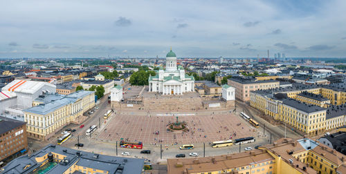 Helsinki cathedral square. one of the most famous sightseeing place in helsinki. drone 