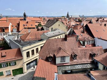 High angle view of townscape against sky