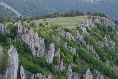 High angle view of panoramic shot of land