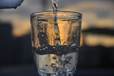 Close-up of beer in glass