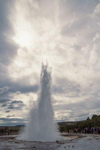 Thermal geyser eruption landscape photo