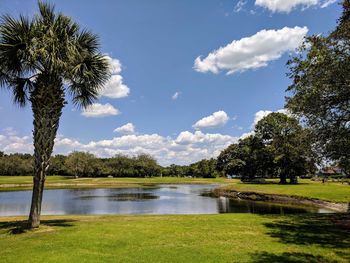 Scenic view of lake against sky