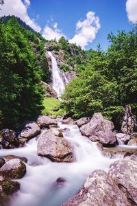 Scenic view of waterfall