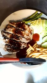 Close-up of food served in plate