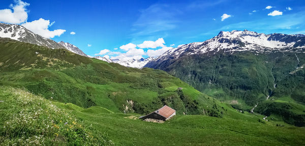 Ultra wide panorama from the oberalppass