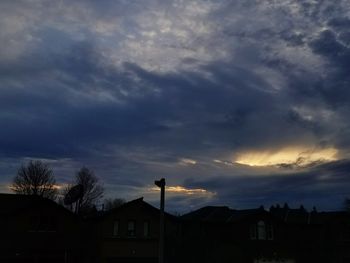 Silhouette buildings against sky at sunset
