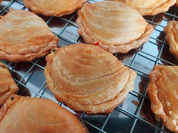 High angle view of bread in plate