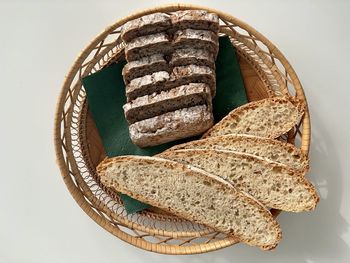 High angle view of bread in plate