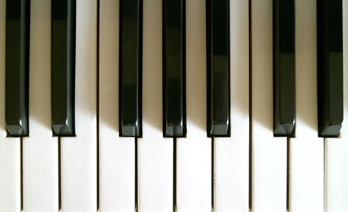 High angle view of piano keys