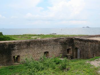 Built structure against calm sea