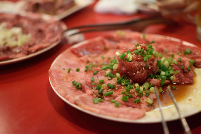 Close-up of meal served in plate